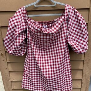 Red Gingham Off-Shoulder Dress